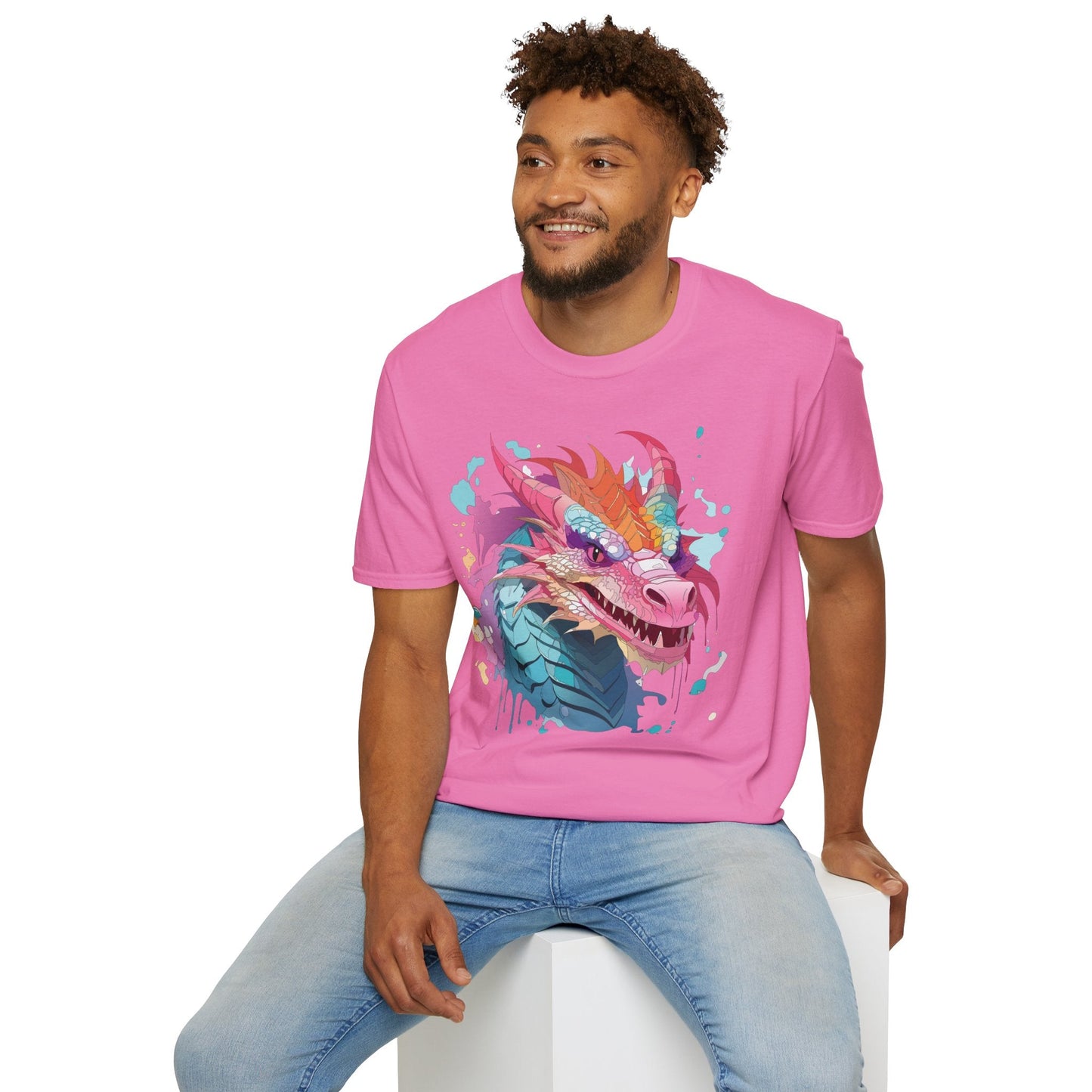 Dragon Graphic Unisex Cotton Softstyle Art Design Tee With Animals 27