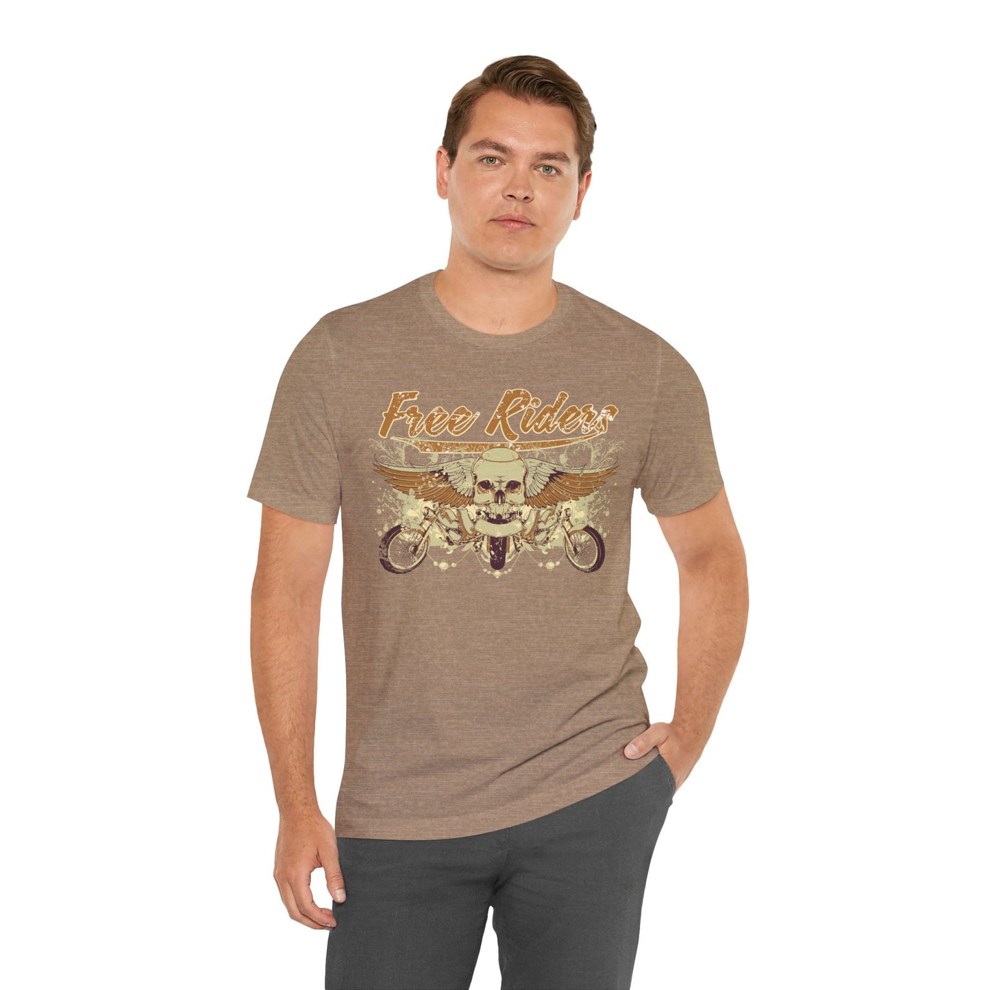 Free Riders Skull Motorcycle Tee Biker Graphic Art Design T-Shirt A-1