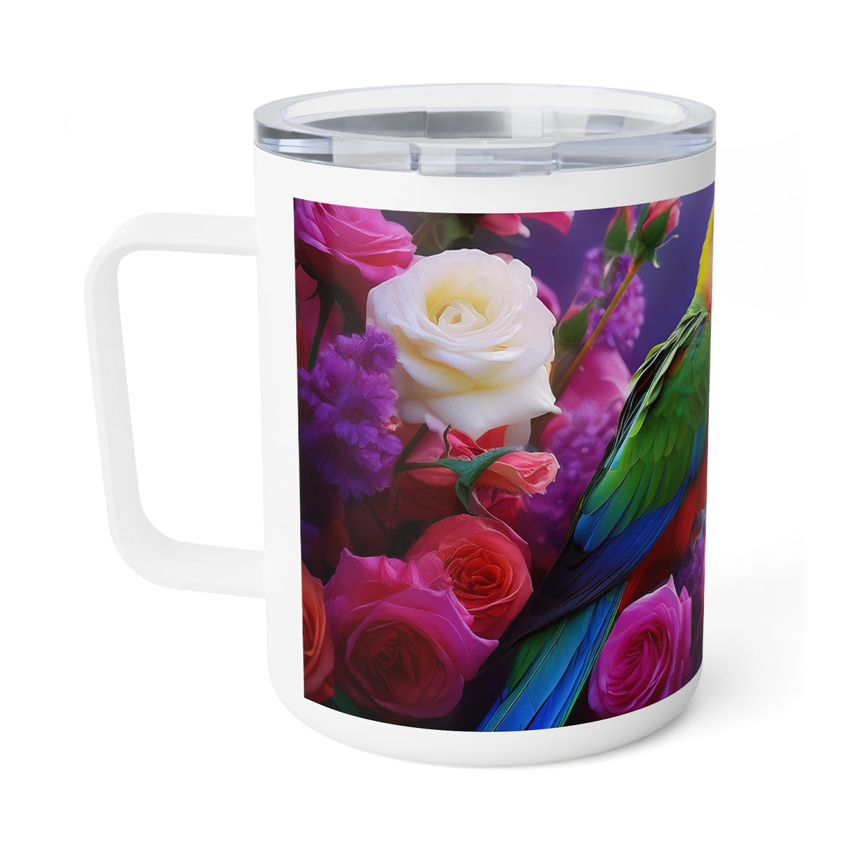 24 Art Design Insulated Coffee Mug Clear Lid 10oz Insulated Coffee Mug 10oz