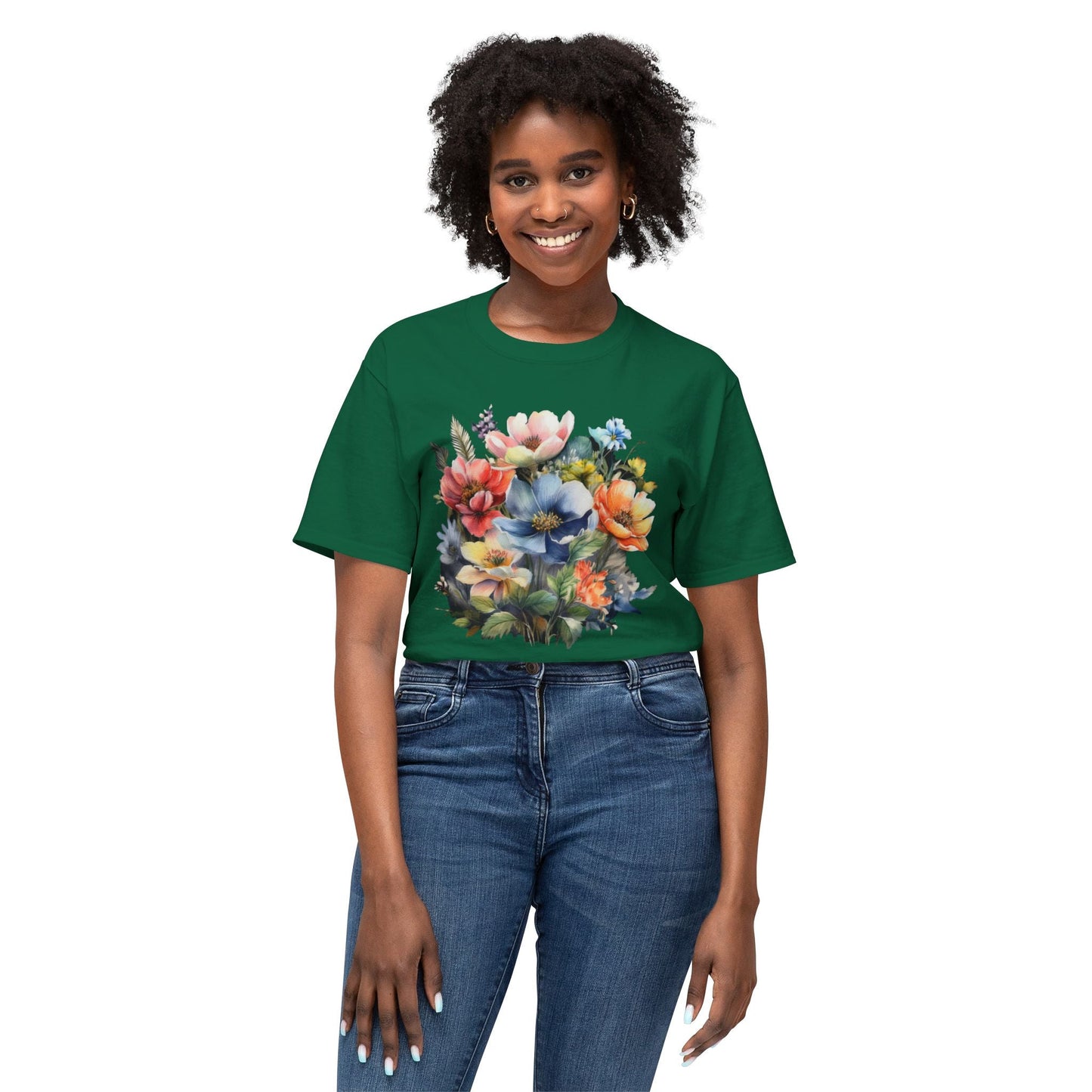 Unisex Floral T Shirt With Vintage Flower Art Print Premium Cotton Tee Soft Breathable Everyday Wear