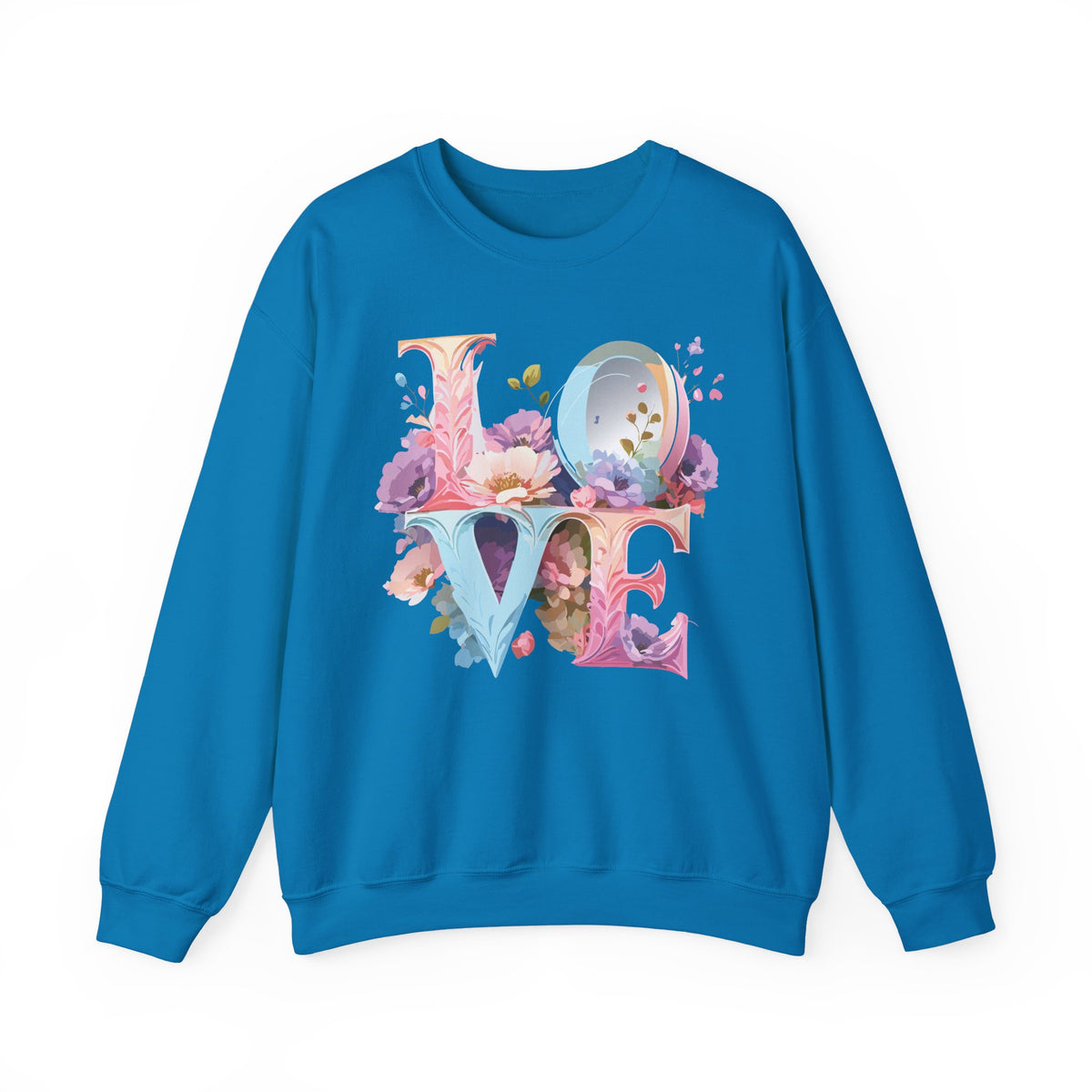 Floral Love Graphic Valentine's Day Sweatshirt Unisex 50/50 Cotton-Poly Sweatshirt w47