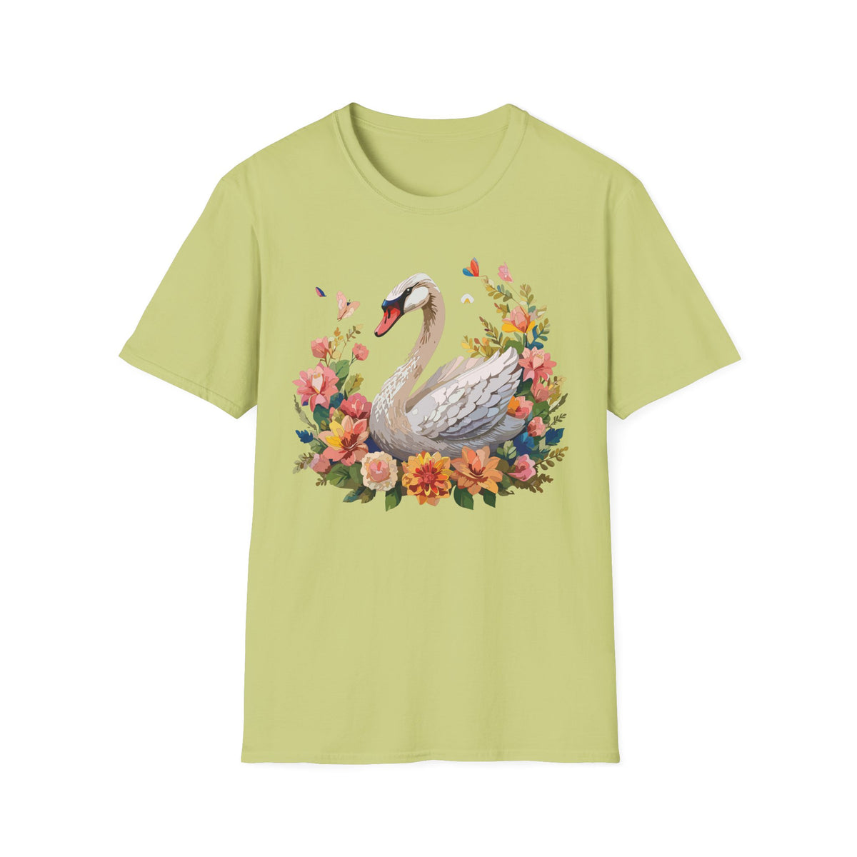 Floral Swan T-Shirt | Swan Illustration Tee, Floral Bird Shirt
