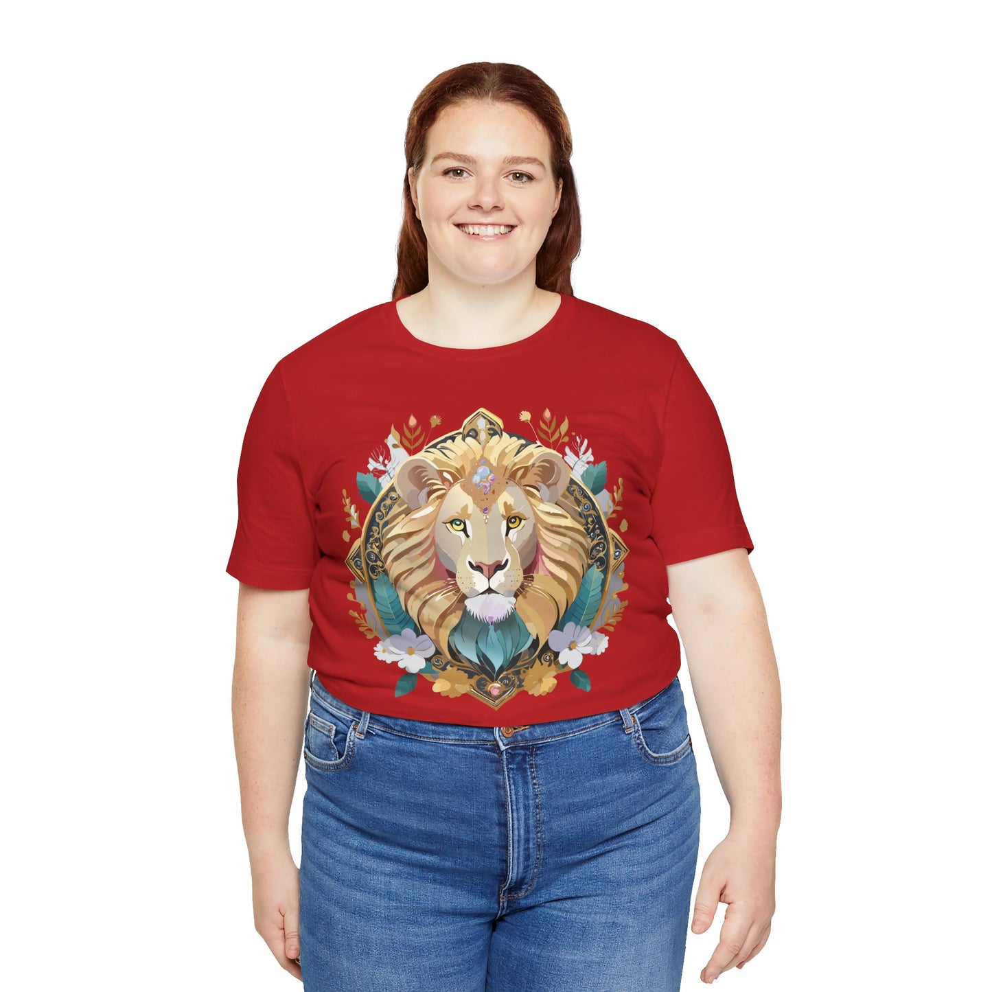 Unisex Lion Graphic Tee, Animal Shirt, Tee Shirt with Lion, Medallion T-Shirt, Animal Medallion Tees 2