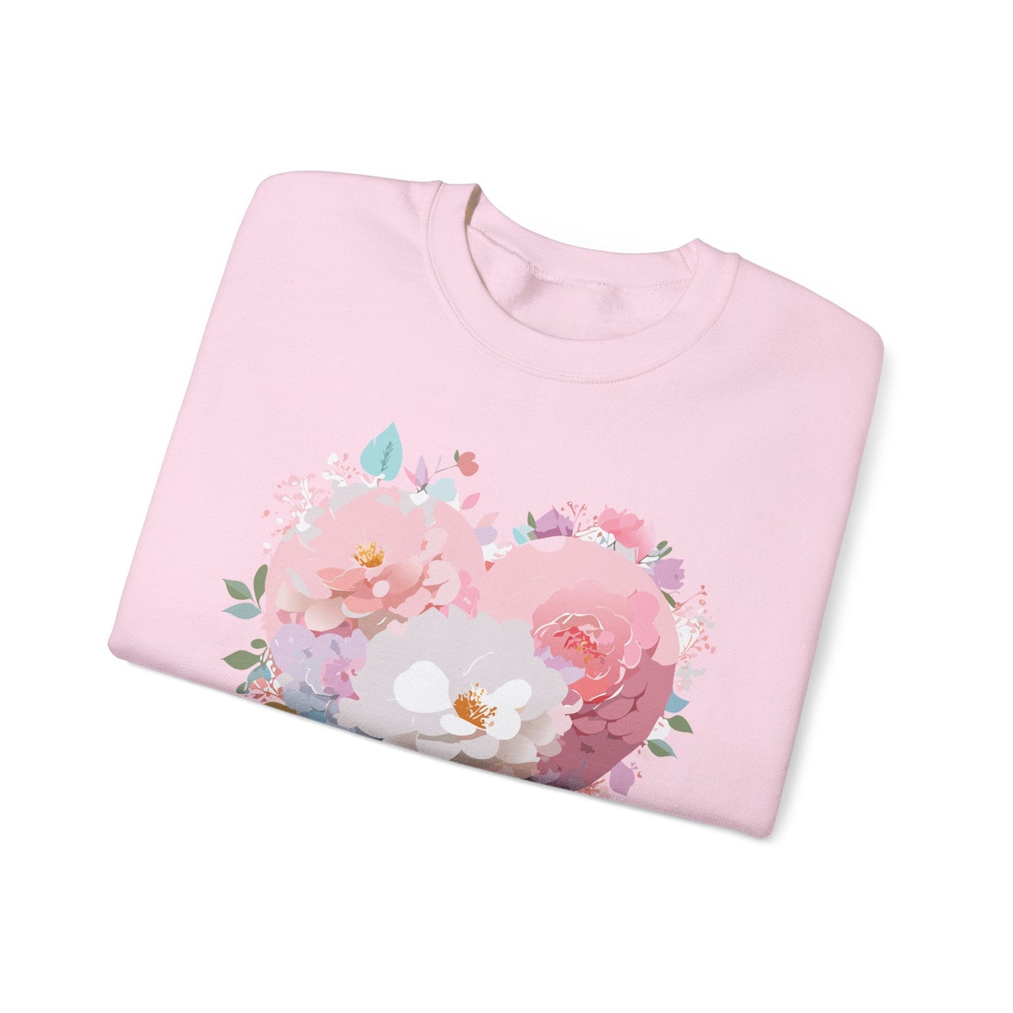 Unisex Floral Heart Sweatshirt For Valentines Day With Love Floral Print Crewneck