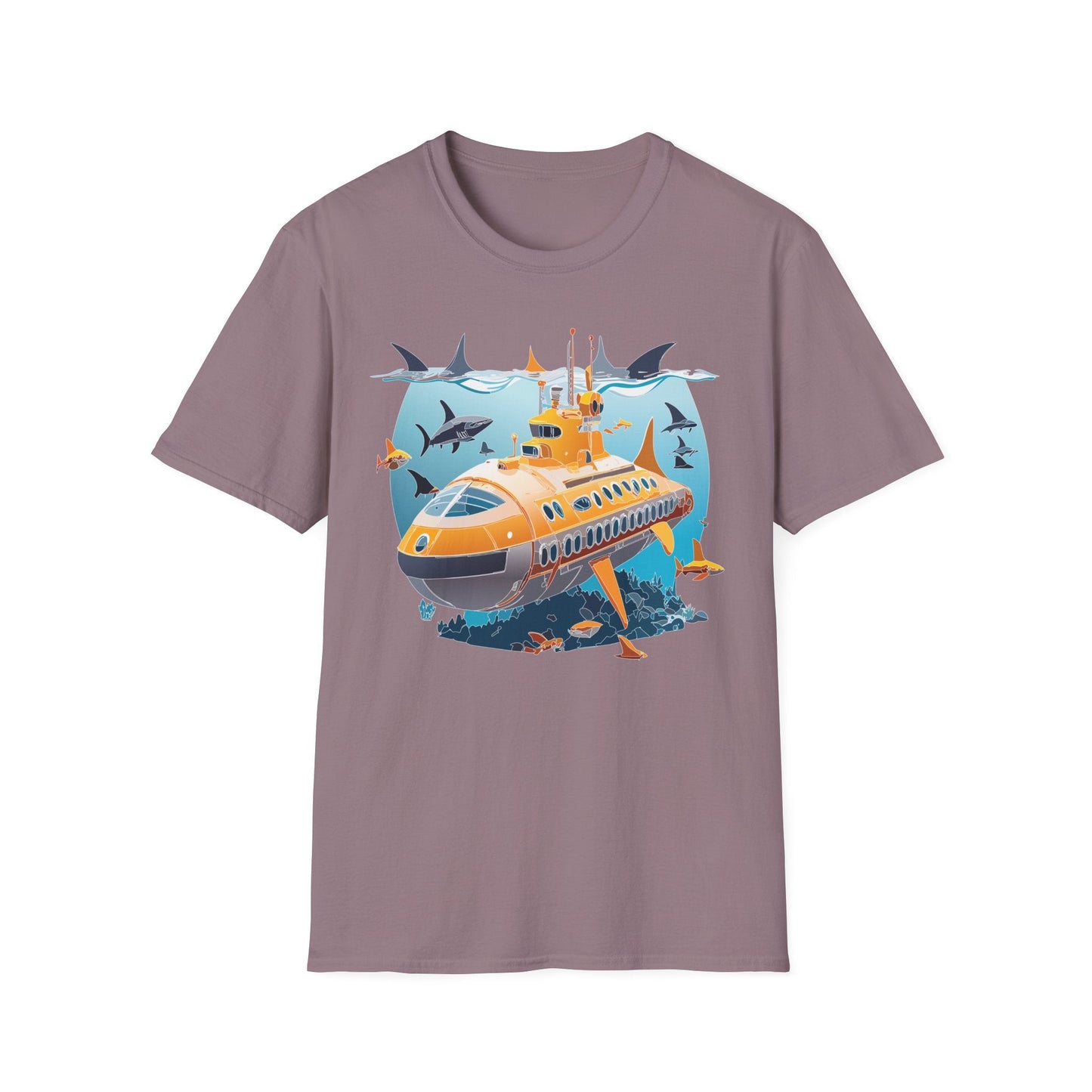Ocean Themed Unisex Gildan Softstyle 64000 Short Sleeve T Shirt With Ocean Art Design