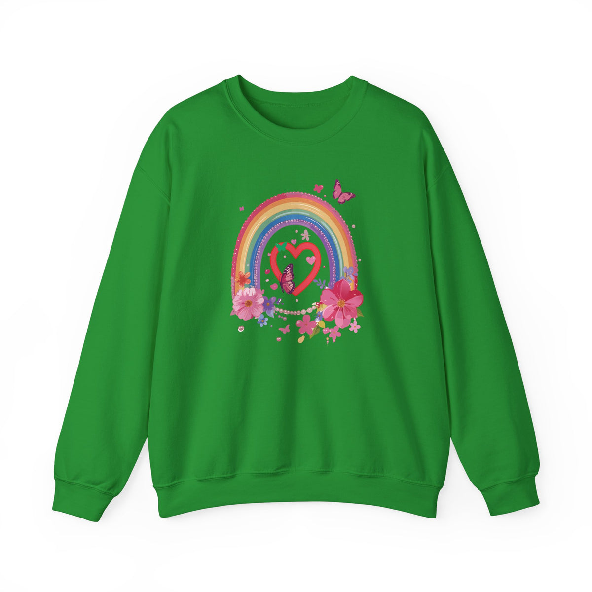 Rainbow Heart Sweatshirt, Floral Heart Sweatshirt, Floral Love Sweatshirt, Valentine's Day Sweatshirt, Rainbow Heart Floral Sweatshirt 112