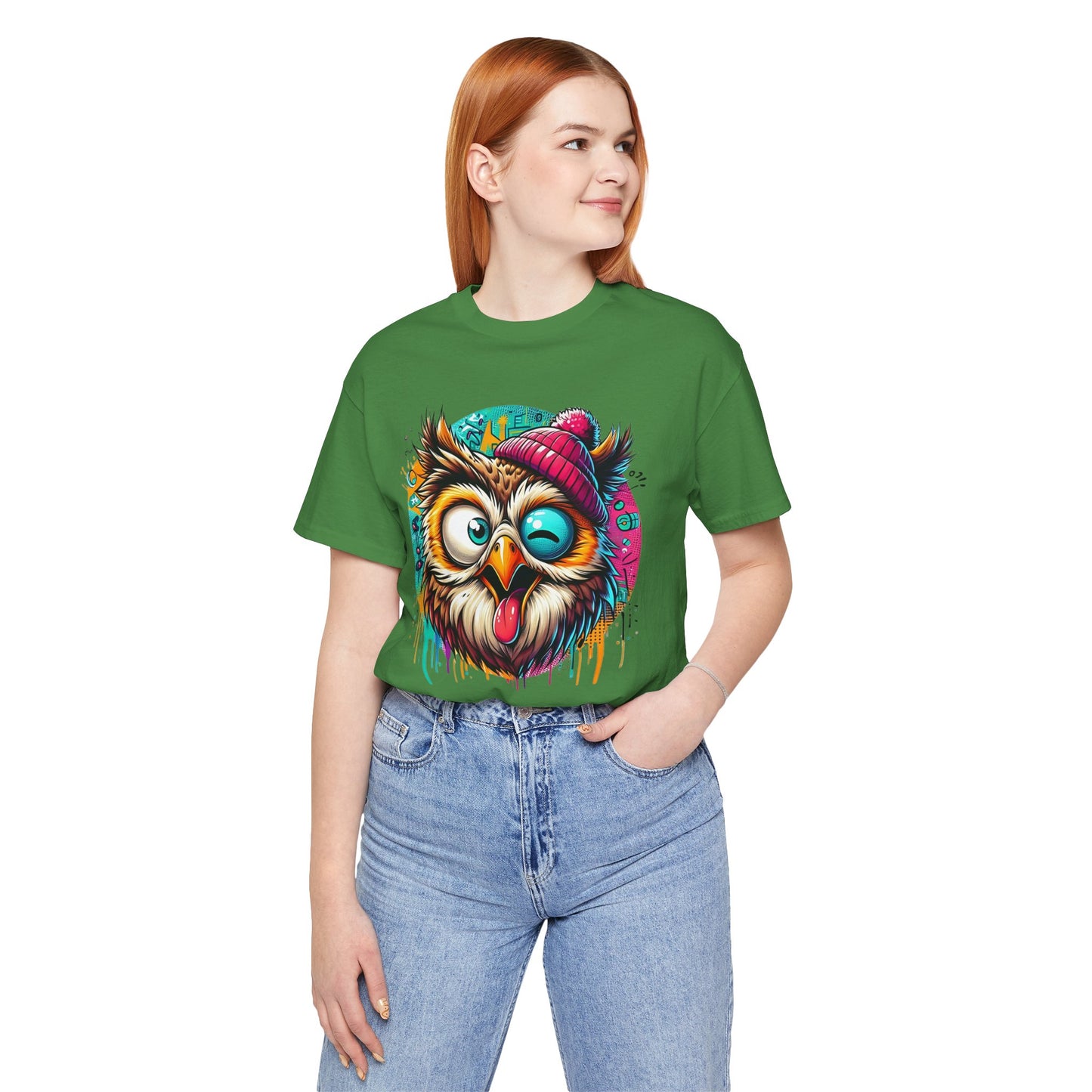 Colorful Owl Graphic Tee, Fun Owl Shirt, Funny Bird Shirt, Cute Cartoon Tees, Animal T-Shirt, Animal Tees, Art Design T-Shirt