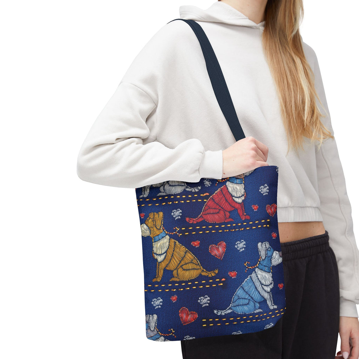Love Day Graphic Design Denim Fabric Imitation Print Unisex Canvas Bag POLY 3 Sizes Tote Bag 201-14