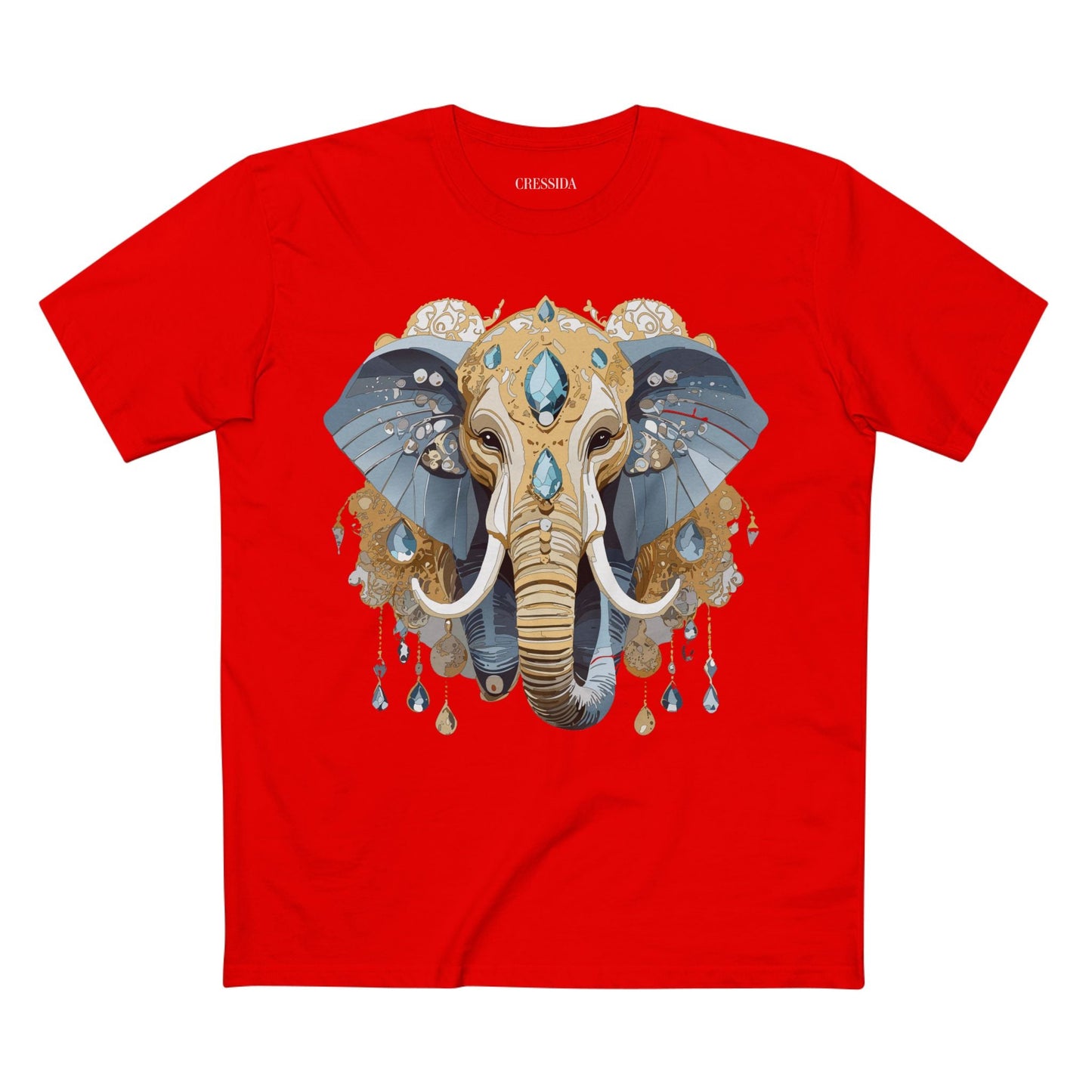 Elephant Graphic Unisex 100 Cotton Tee With Unique Animal Golden Medallion Art Design 35
