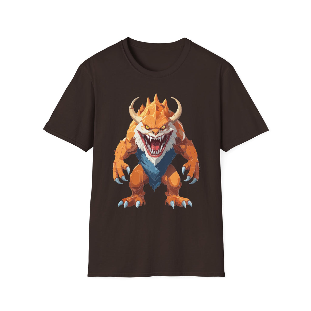 Monster Graphic T-Shirt — Fierce Orange Demon Creature Cartoon Graphic Tee Unisex 100 Cotton Gildan T-Shirt