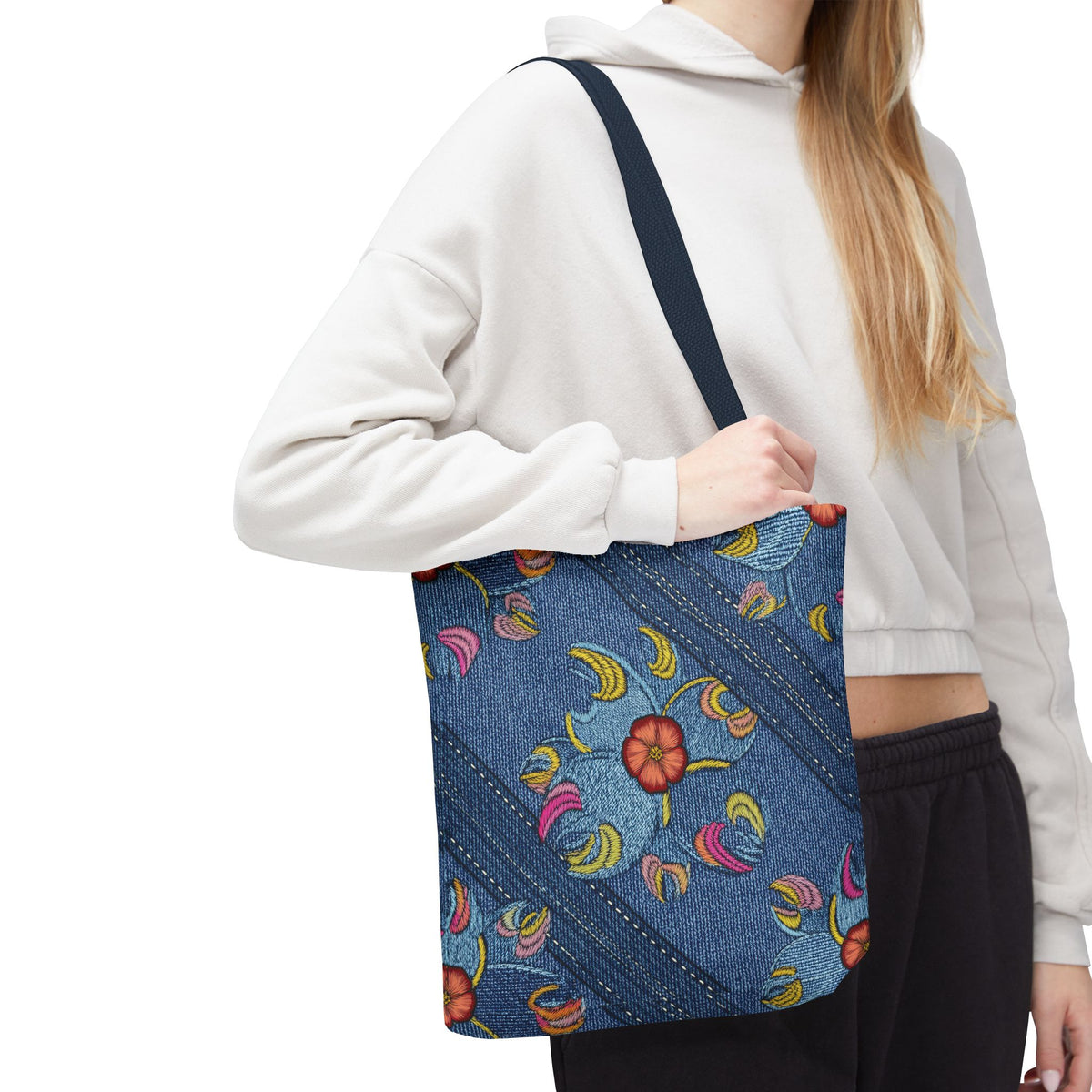 Denim Fabric Imitation Print Unisex Canvas Bag Poly Spun 3 Sizes Tote Bag 161