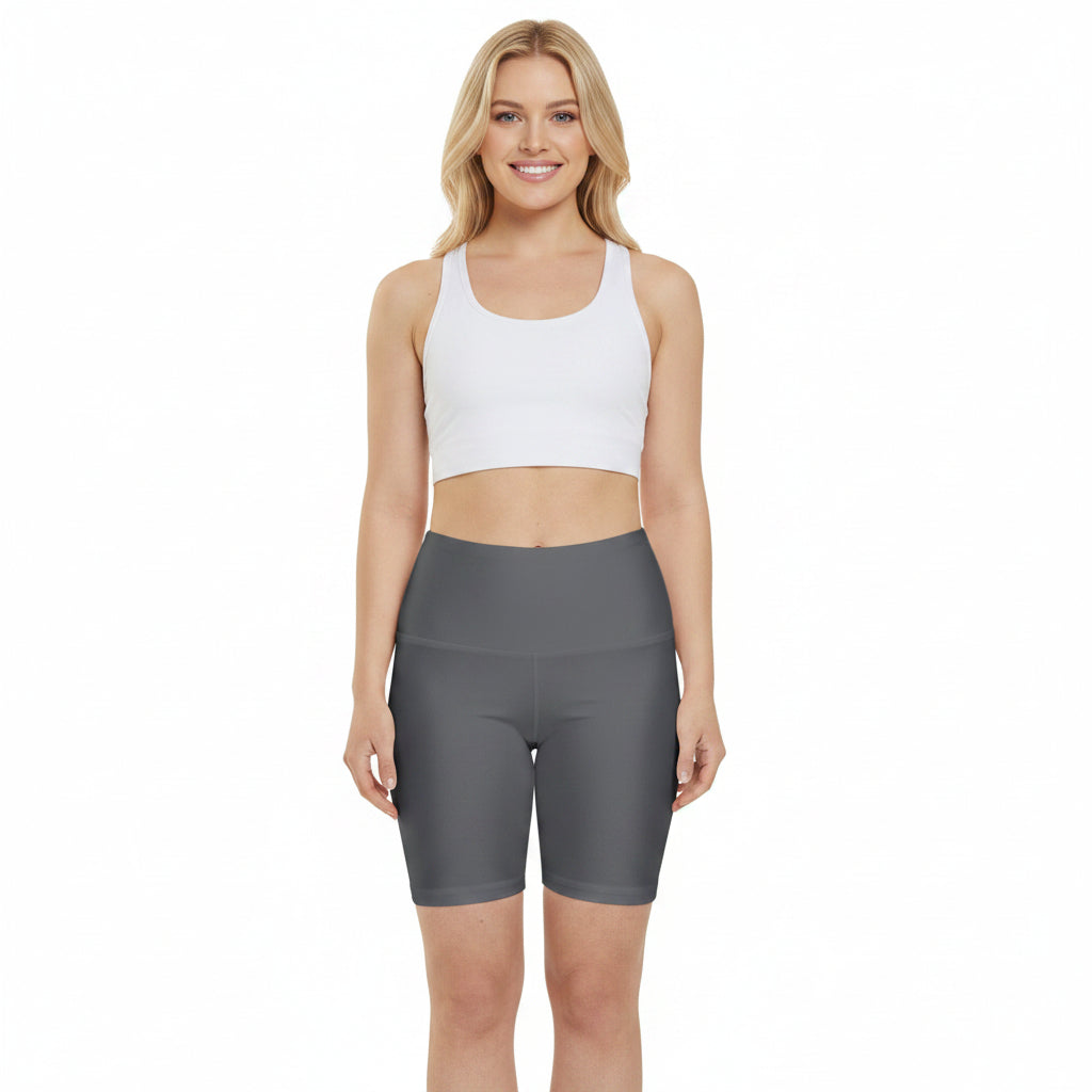 Dim Grey Women's Workout Shorts — High-Waist Biker Shorts for Gym, Yoga & Everyday Activewear