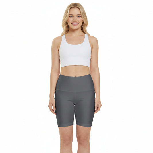 Dim Grey Women's Workout Shorts — High-Waist Biker Shorts for Gym, Yoga & Everyday Activewear