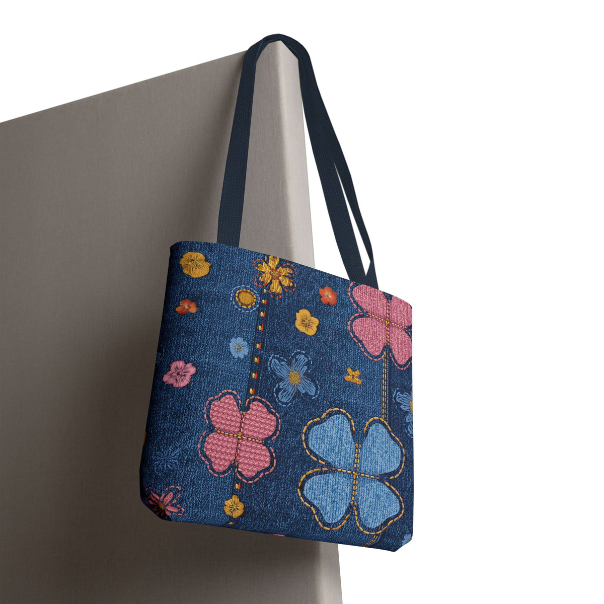 Denim Fabric Imitation Print Unisex Canvas Bag Poly Spun 3 Sizes Tote Bag 129
