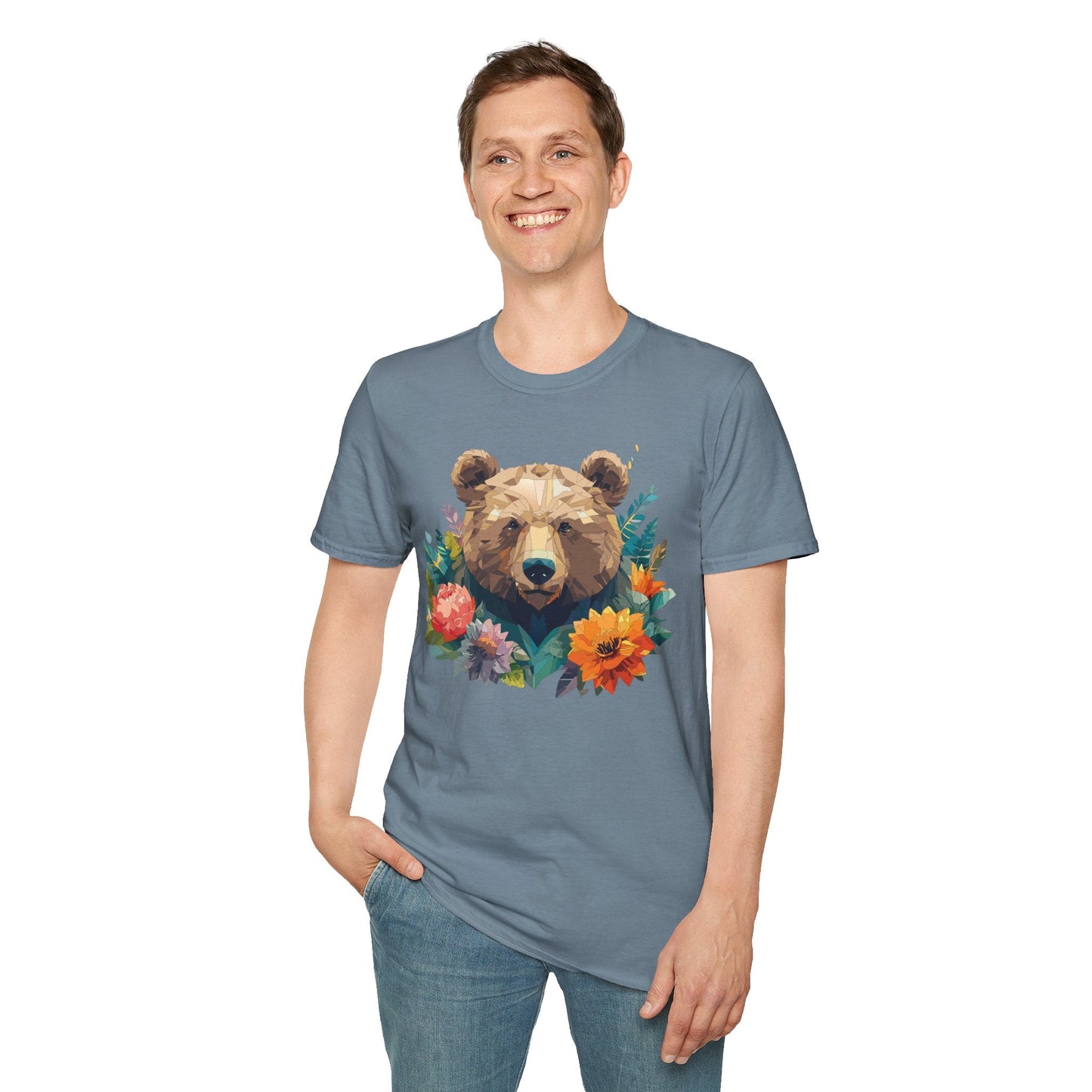 Bear T Shirt Unisex Softstyle Tee 100 Percent Ring Spun Cotton Gildan 64000 Comfortable