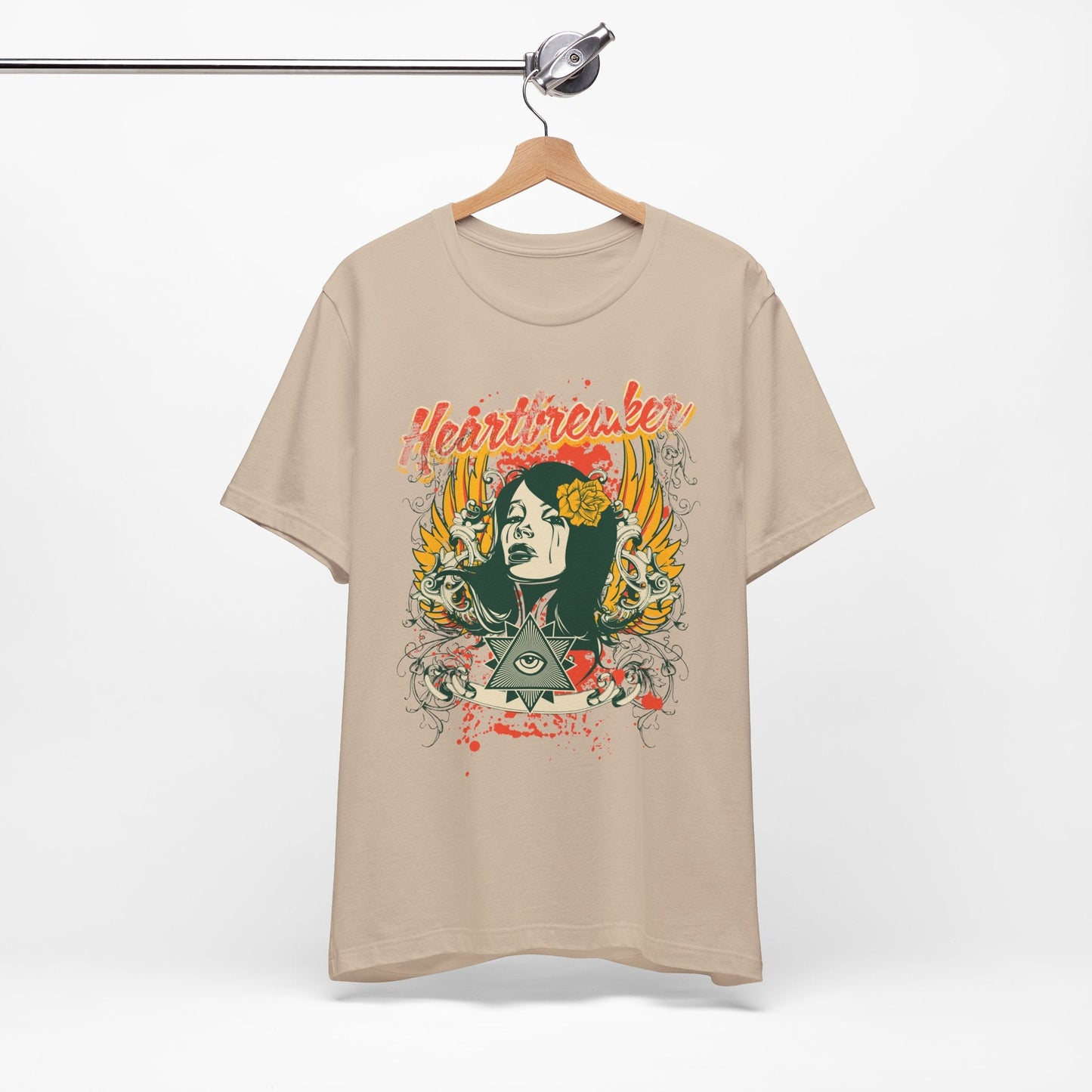 Heartbreaker Illustration Tee Retro Femme Portrait Floral Skull Graphic T-Shirt