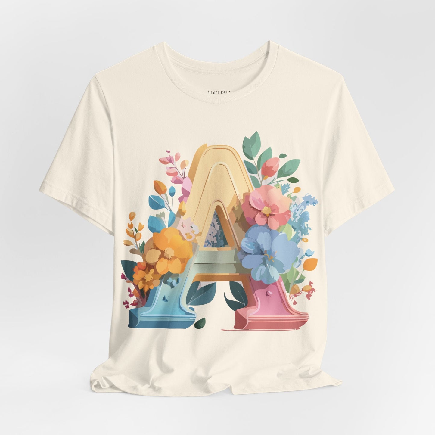 Letter A Shirt Graphic Tee Unisex Short Sleeve by Adelpha Vintage Inspired Art Tee