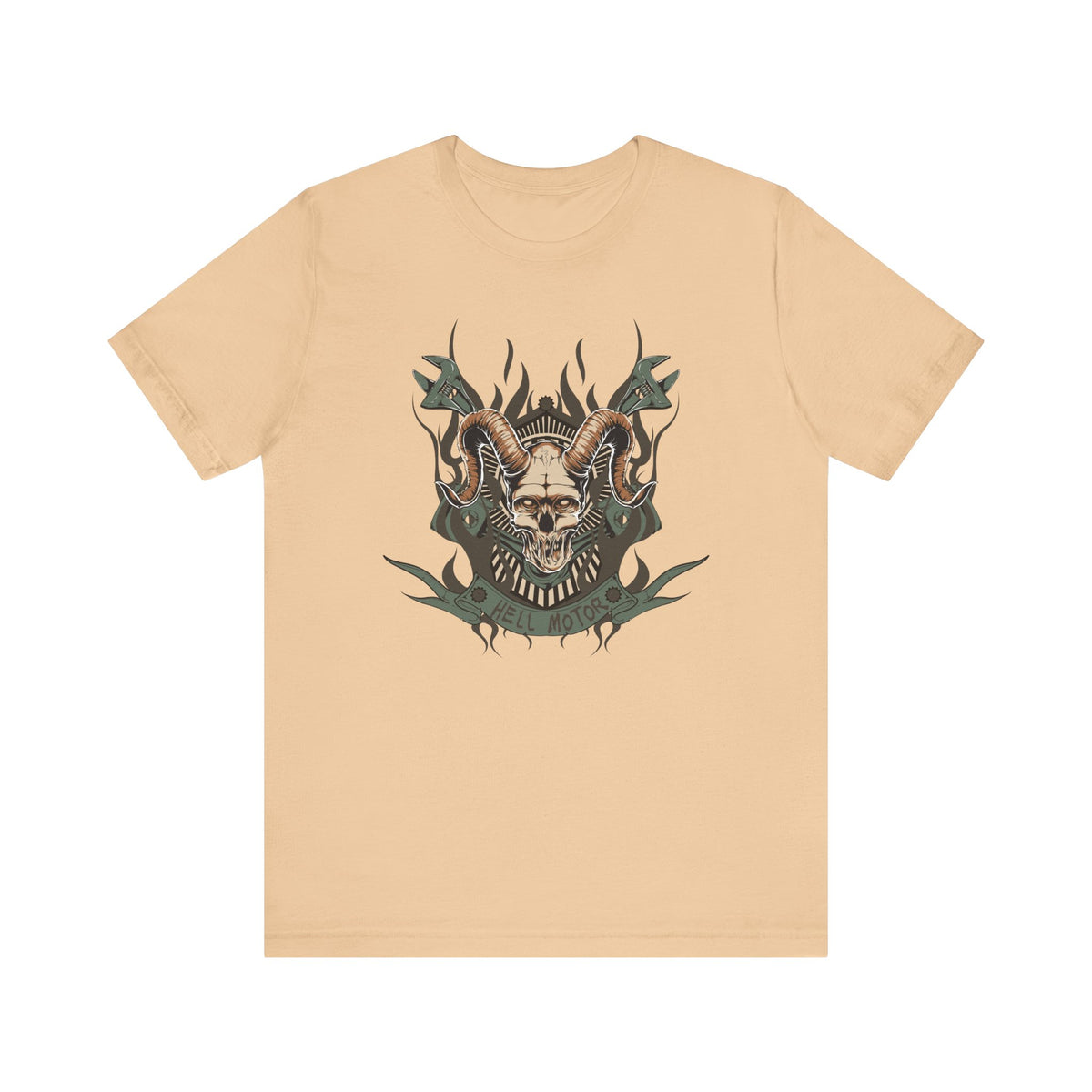 Ram Skull with Horns Tee Gothic Skull Shirt, Dark Tribal Design Unisex Cotton Art-49