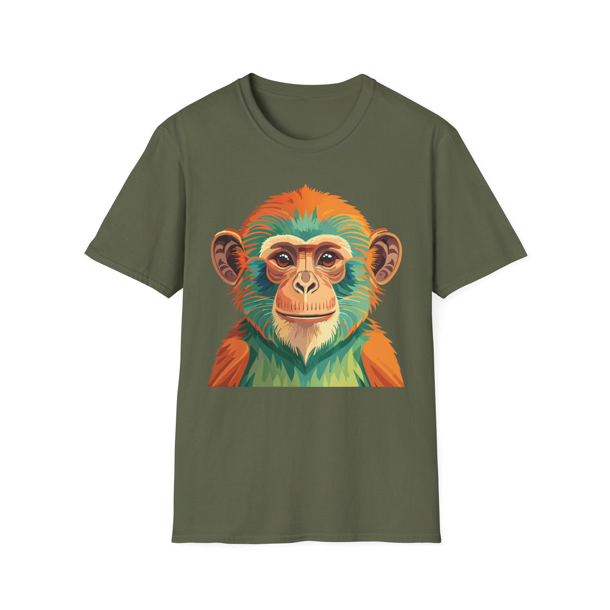 Colorful Monkey Face T-Shirt | Vibrant Primate Illustration Tee