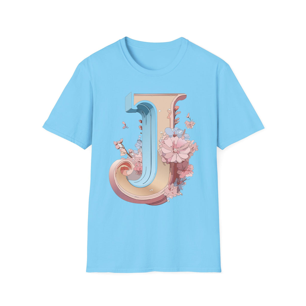 Floral Letter J T-Shirt | Botanical Monogram Tee