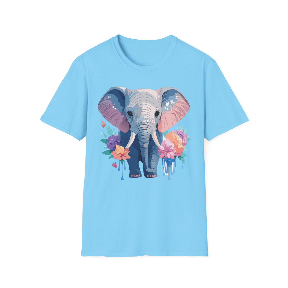 Watercolor Baby Elephant T-Shirt | Floral Safari Tee