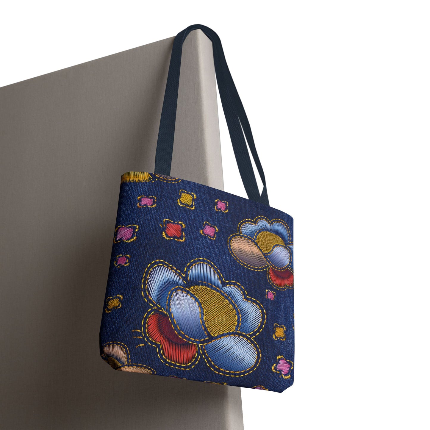 Denim Fabric Imitation Print Unisex Canvas Bag Poly Spun 3 Sizes Tote Bag 159-6