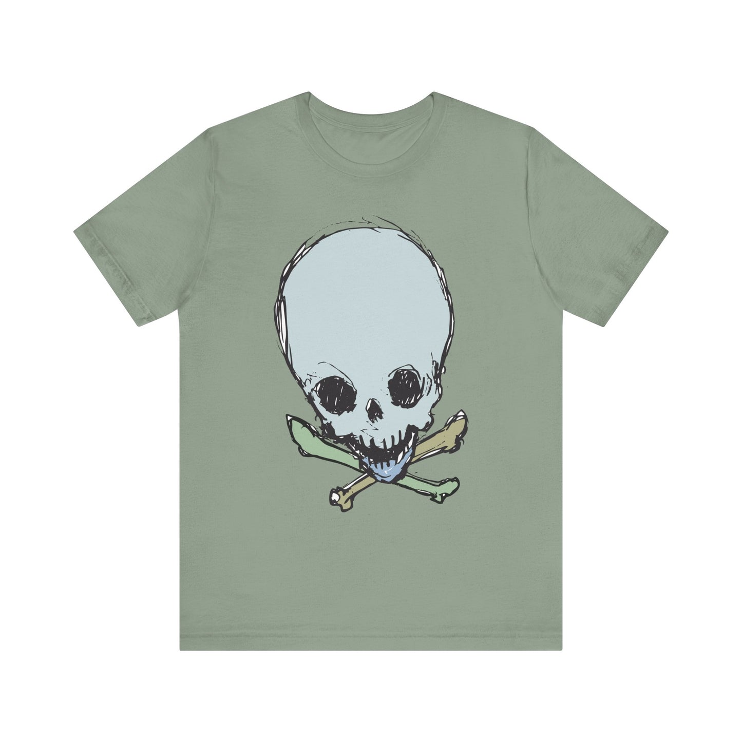 Lt Blue Skull Graphic Design Tee, Skull Shirt, Vintage Tees, Art Design T-Shirt, Vintage Graphic Tee, Art Shirts with Skulls