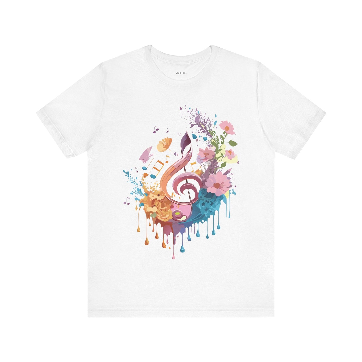 Music Graphic Unisex 100 Cotton Vintage Art with Musical Elements Tee 115