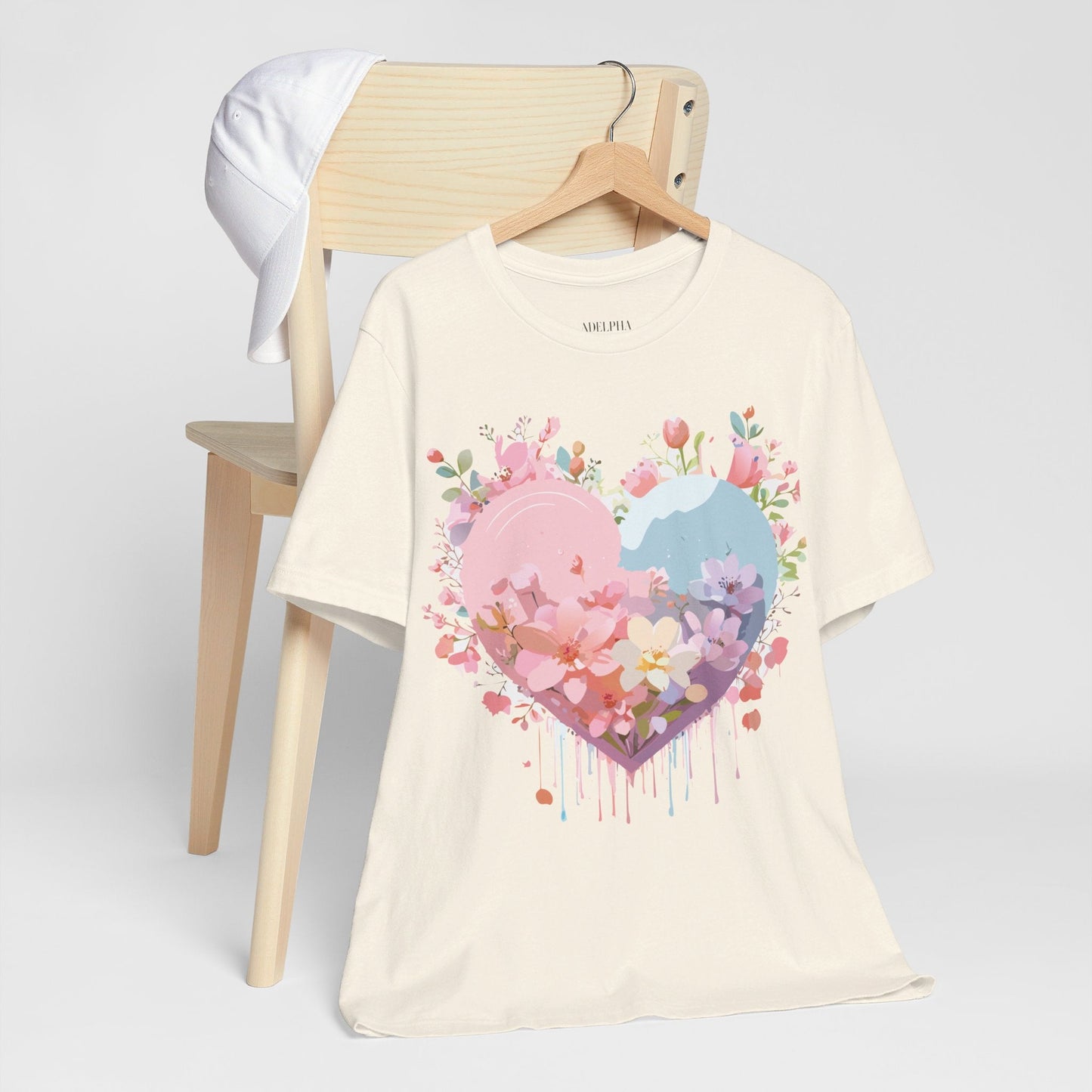 Valentine Day Graphic Unisex 100 Cotton Vintage Artwork with Love and Flower Design Tee 31