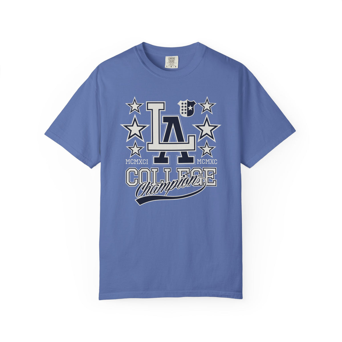 LA College Champions Logo Unisex Comfort Colors Garment-Dyed Heavyweight 100 Cotton Art Design T-Shirt w13