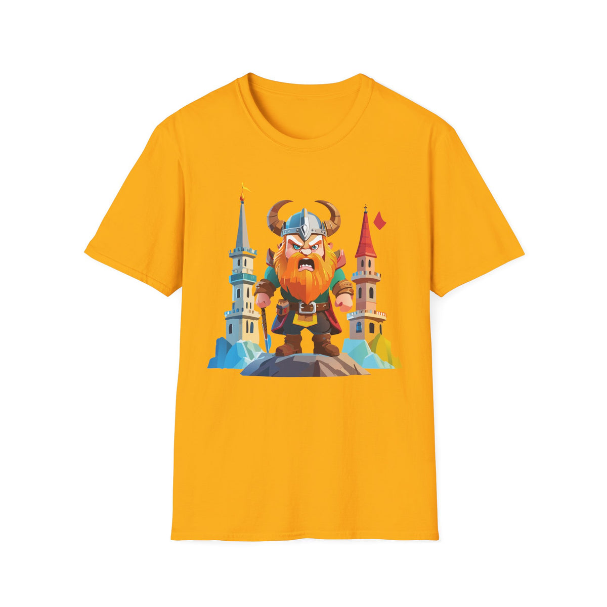 Fierce Viking Warrior T-Shirt | Cartoon Norse Helmet Illustration
