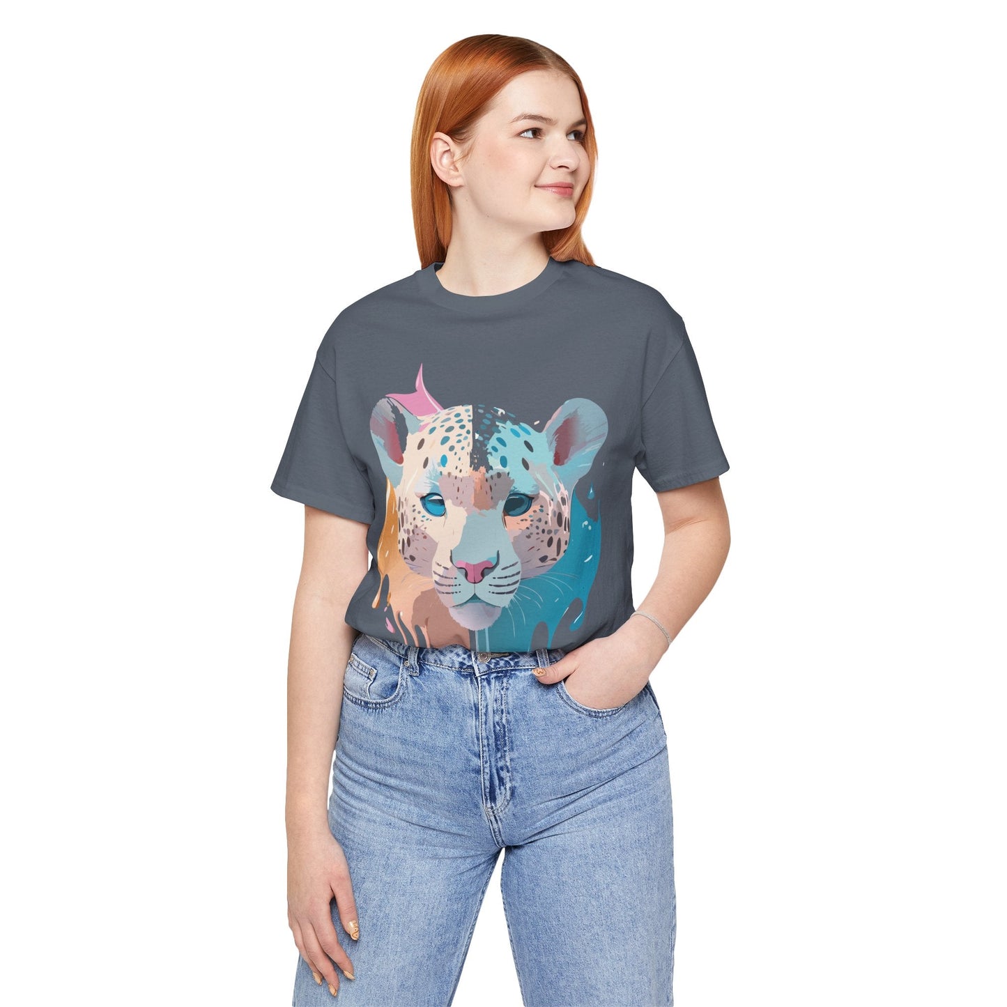 Adelpha Cheetah Graphic Tee Unisex Short Sleeve Art Design Shirt