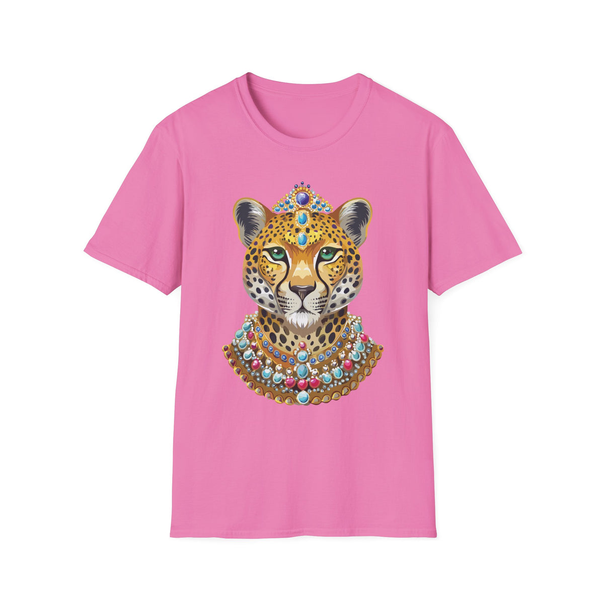 Jeweled Leopard Face T-Shirt | Regal Animal Portrait Tee