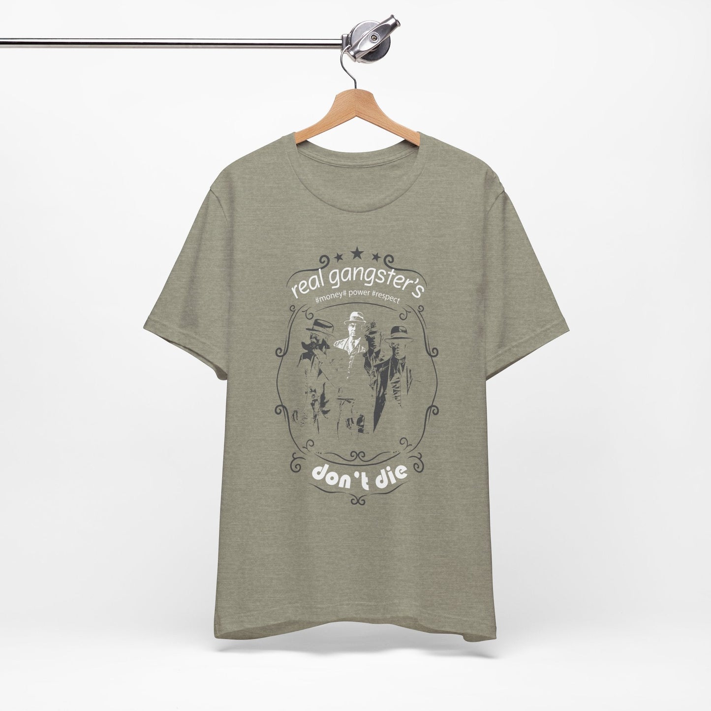 Real Gangsters Don't Die T-Shirt Vintage Outlaw Illustration Retro Biker Tee A-3