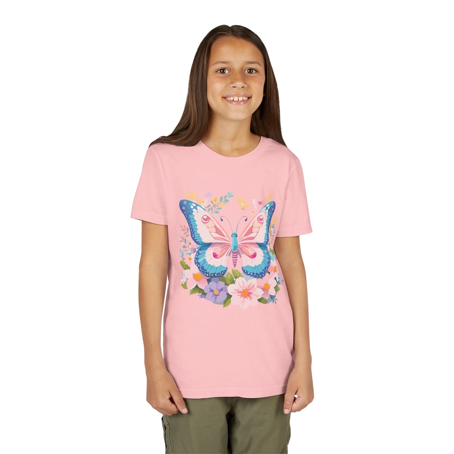 Camiseta juvenil Butterfly Blossom: camiseta de manga corta colorida para celebraciones de primavera (9 a 14 años)