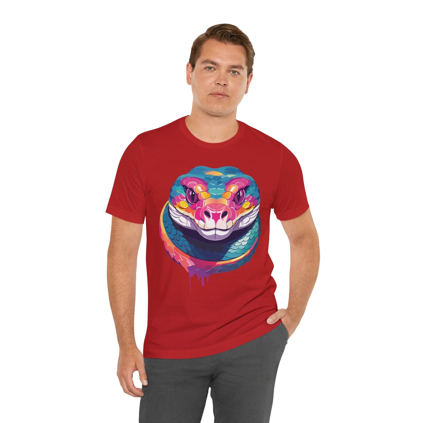 Unisex Animal Tee Shirt With Art Design, Wild Animals Short Sleeve Graphic Tee For Everyday Wear