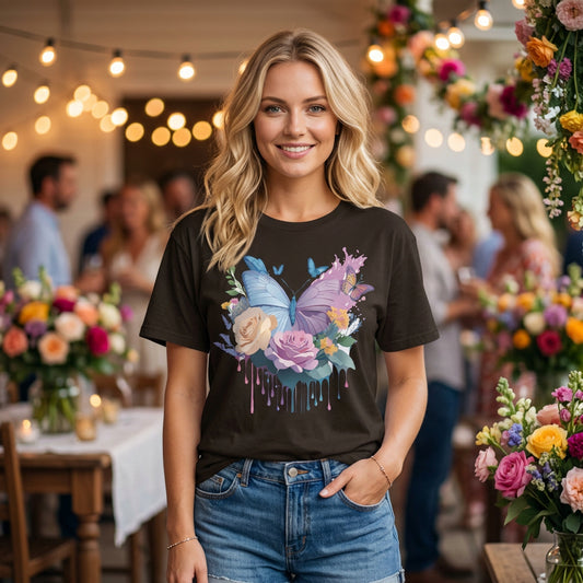 Butterfly Graphic Unisex Cotton Bella+Canvas Tee with Art Design n74