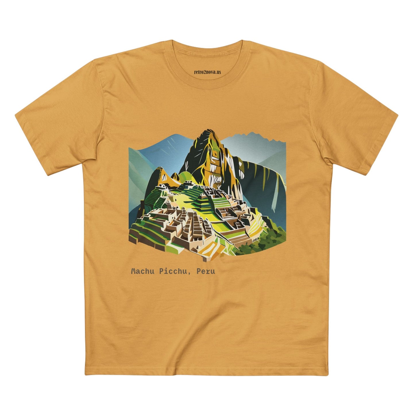 Retro2Nova Machu Picchu Travel Shirt Unisex Art Tee Premium Cotton Staple Tee With Original Design