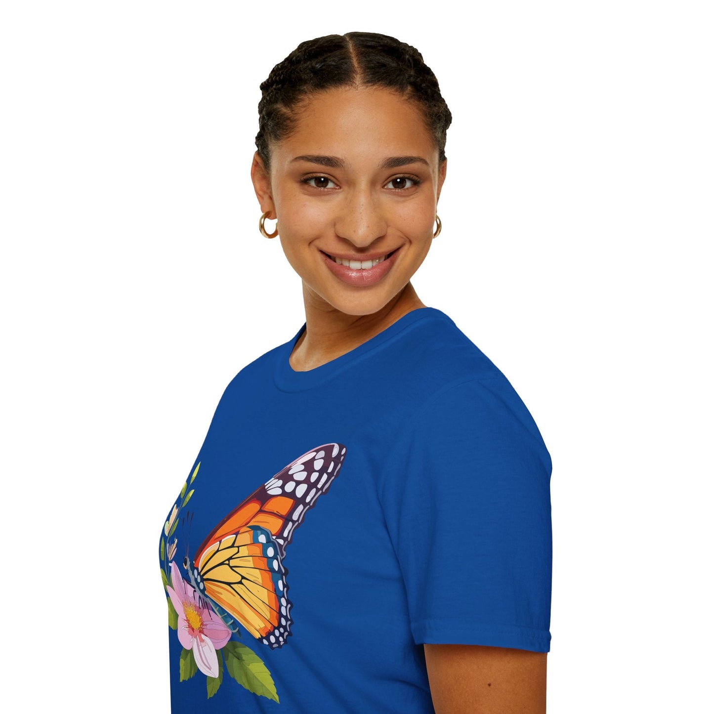 Butterfly T Shirt for Women and Men Monarch Print Softstyle Unisex Gildan 64000 Tee