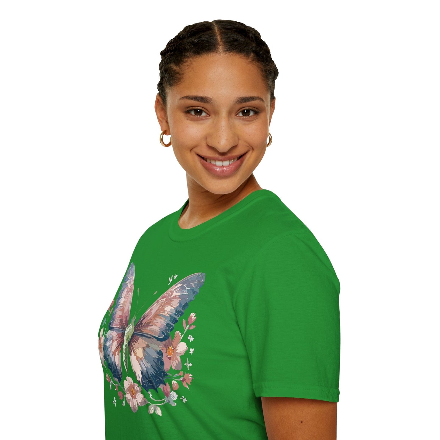 Butterfly Print T Shirt Monarch Unisex Gildan Softstyle 64000 Cotton Tee For Everyday Comfort