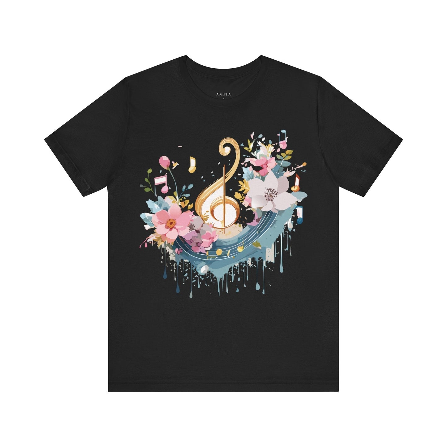 Music Graphic Unisex 100 Cotton Vintage Art with Musical Elements Tee 65