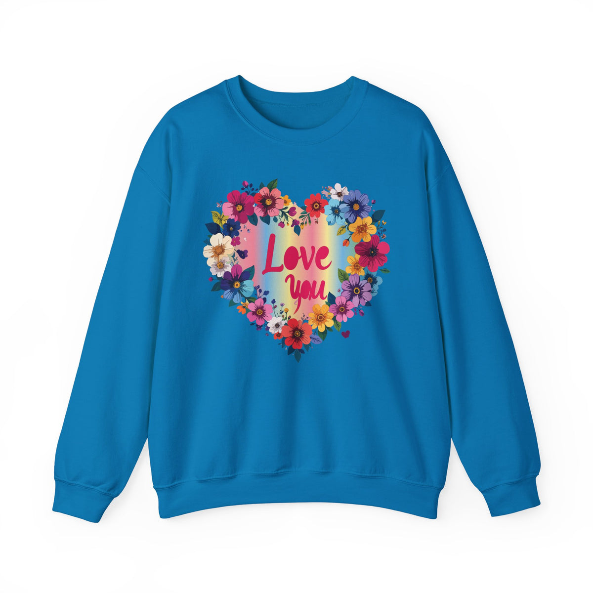 Floral Love Graphic Valentine's Day Sweatshirt Unisex 50/50 Cotton-Poly Sweatshirt w66