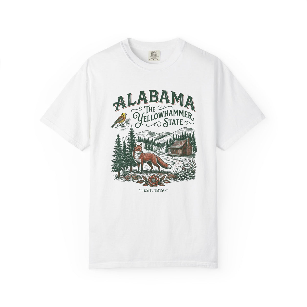 Alabama Graphic Unisex Heavyweight Garment-Dyed Travel Tourist Graphic Gift Tee Unisex 100 Cotton Comfort Colors T-Shirt
