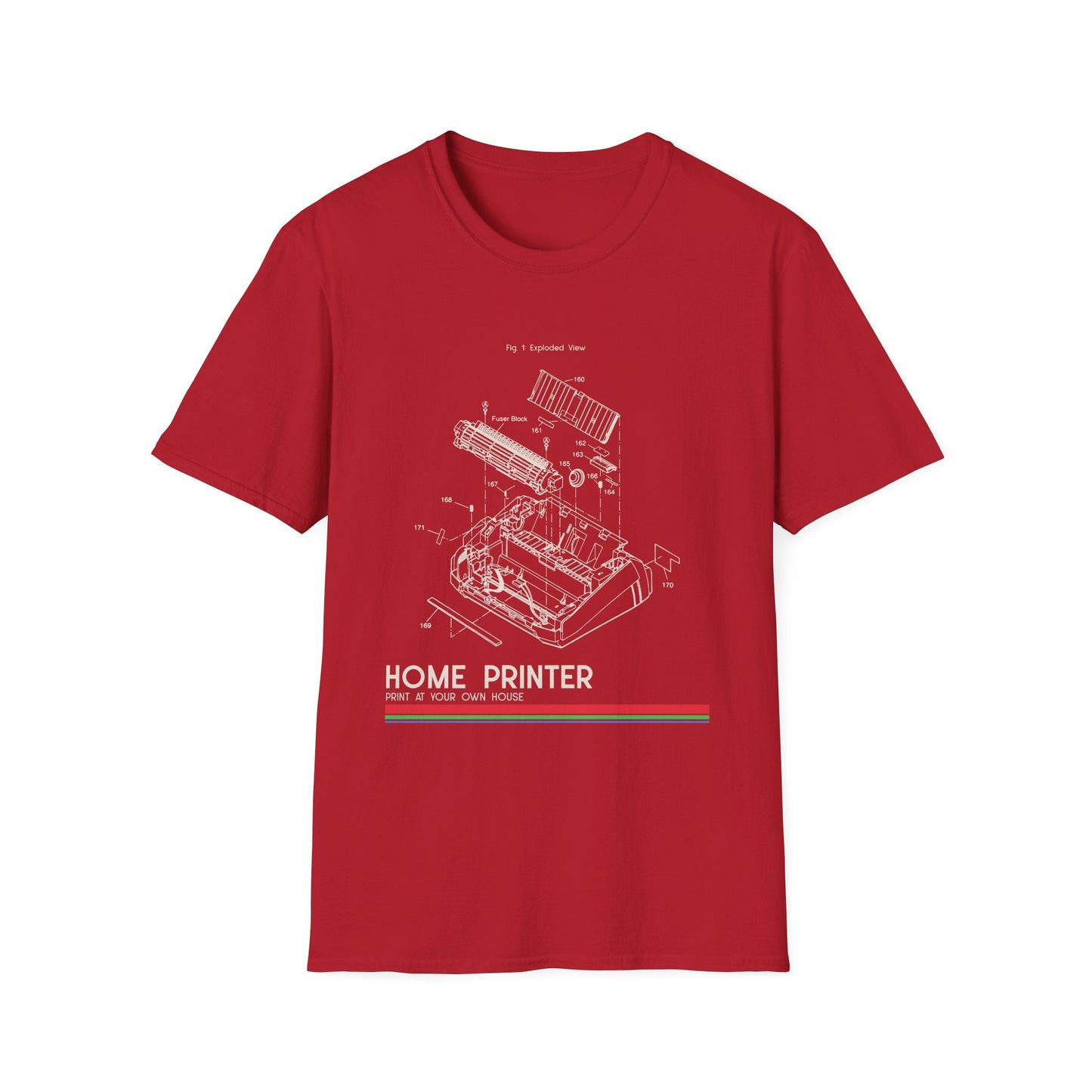 Unisex Cotton T-Shirt Vintage Home Printer Blueprint Tee Home Printer Works 4 Microdots Slogan