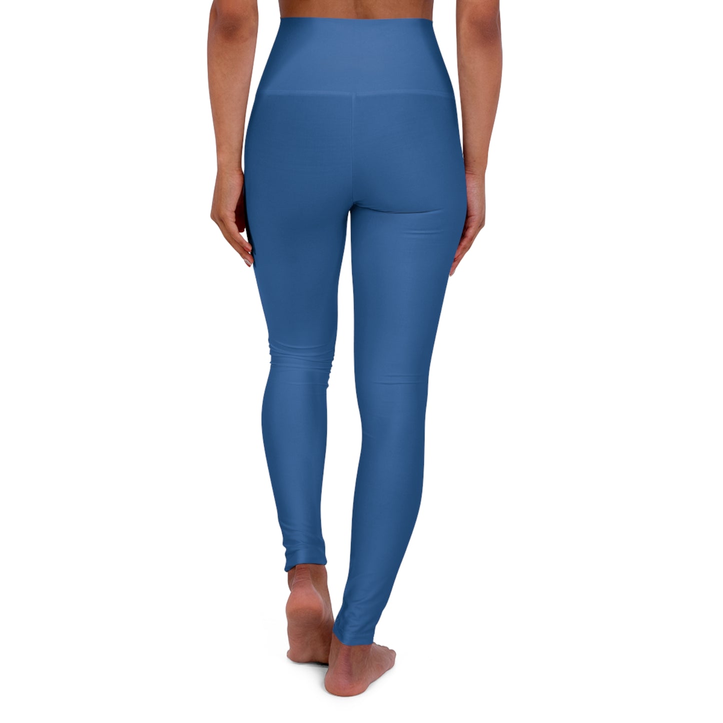 High-Waisted Baltic Blue Yoga Leggings Women's Seamless Poly-Span Stretchy Blue Print Activewear