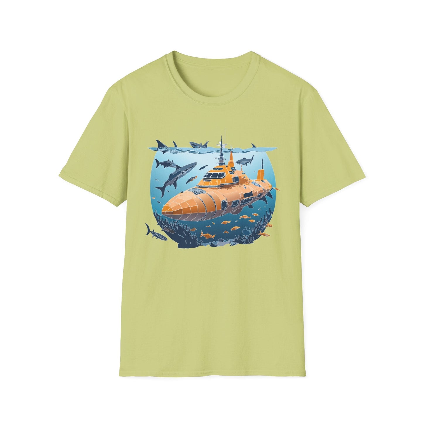 Ocean Graphic Tee Shirt Unisex Softstyle 64000 Gildan Lightweight Breathable Ocean Design U Boat