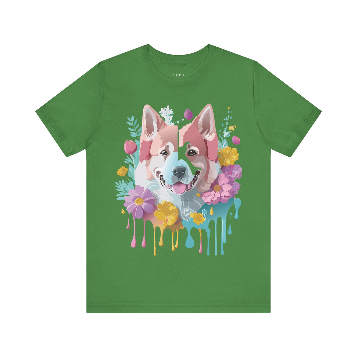 Dog Graphic Unisex Cotton Bella+Canvas Tee with Art Animal Design e121