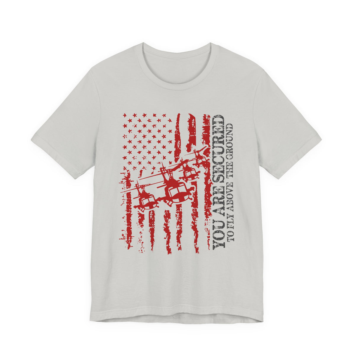 You Are Secured Flag design Tee Military Helicopter Red Distressed USA Unisex Cotton T-Shirt v2