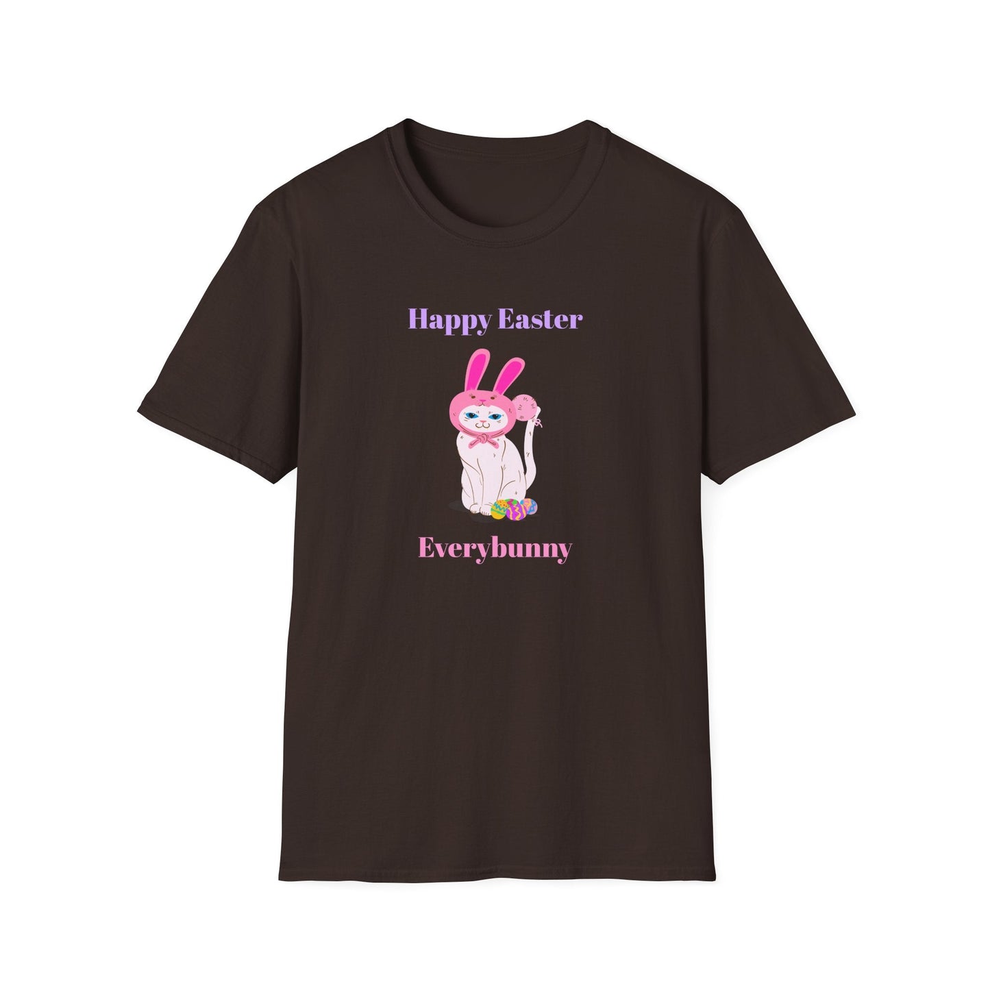 Unisex Easter Bunny T Shirt Softstyle 64000 Tee With Easter Design Print Gildan 100 Percent Ring Spun Cotton