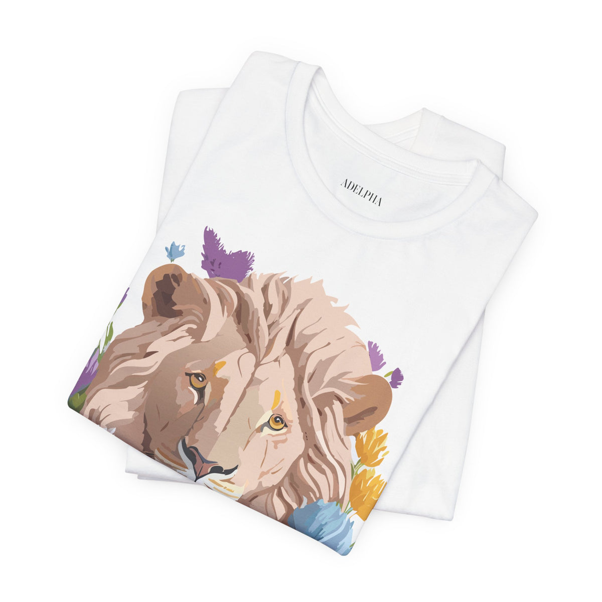 Lion Graphic Unisex Cotton Bella+Canvas Tee with Art Animal Design e48